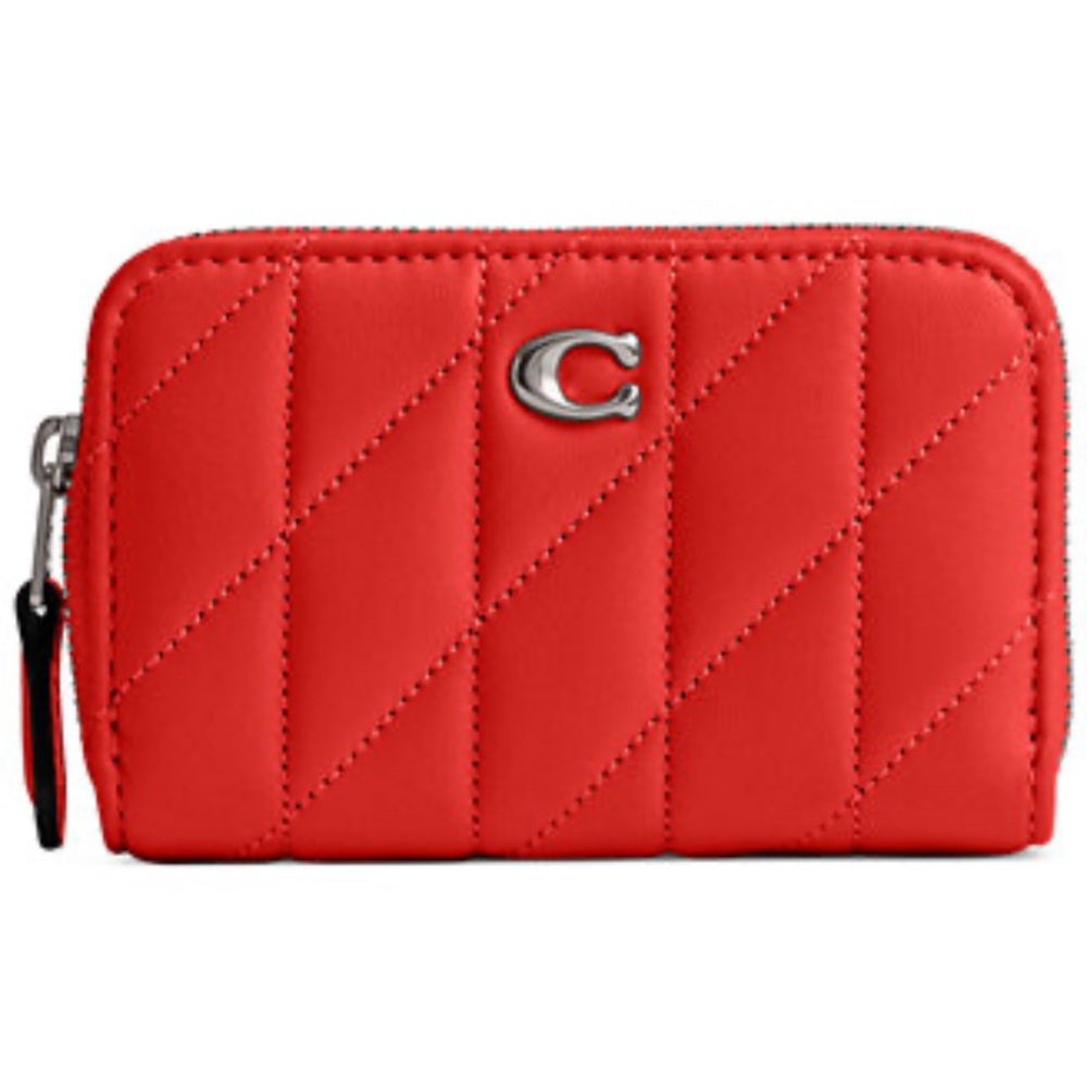 NWOT Coach Quilted Leather Small Zip Around Card Case Sport Red (WP178)